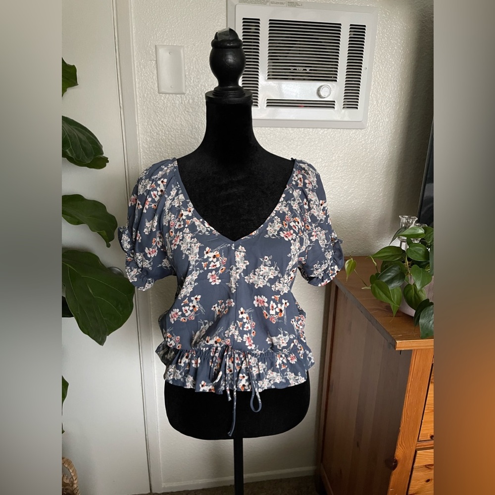 Blue Floral Blouse
